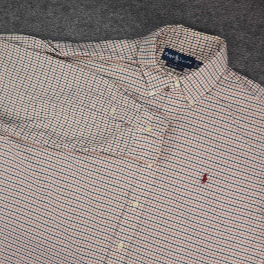 Ralph Lauren Shirt Mens Large Classic Fit Multicolor Plaid Tattersall Preppy Ivy